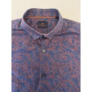SIMON CARTER Men's  SLIM FIT FLORAL LONG SLEEVE SHIRT 42  Blue Red